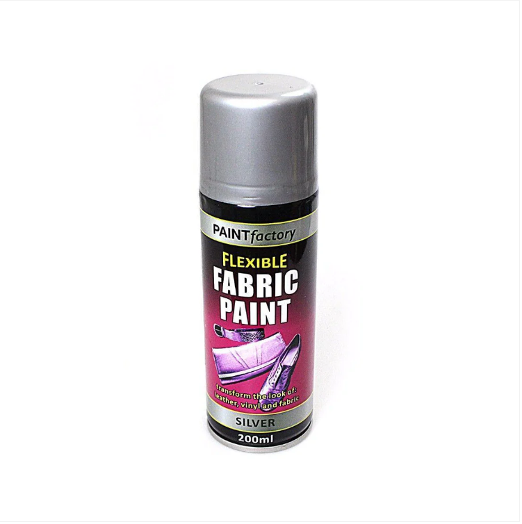 Paint Factory Flexible Fabric Spray Paint Silver Suitable For Leather Vinyl And Most Fabrics 200ml