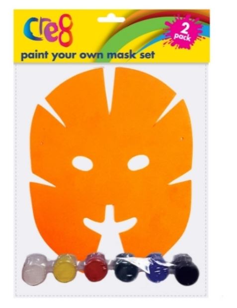 Paint Your Own Mask Set, 2pk Foam with Paintbrush & Paints