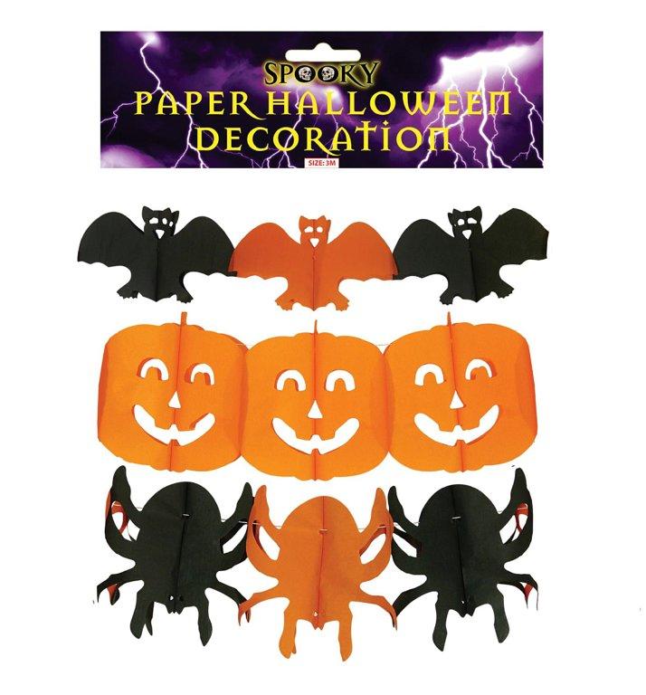 Paper Halloween Decorations Bats Pumpkins Spiders Length 3m
