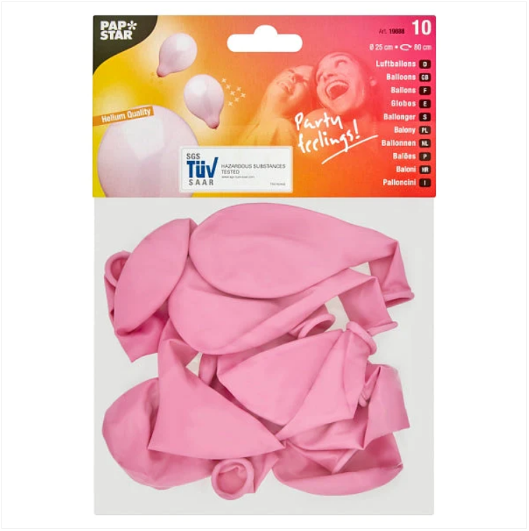 Papstar Pink Birthday Party Balloons 10 Piece Party Pack 25cm