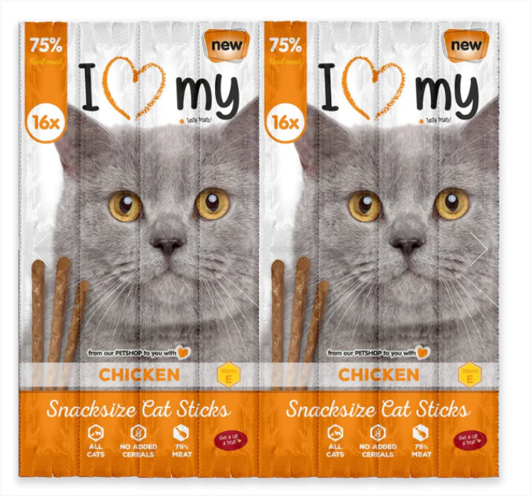 Pet Cat Treats Sticks Chicken 16 Pack