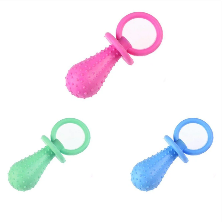 Pet Dog/Puppy Chewable Dummy Toy With Ring Grip Assorted Colours