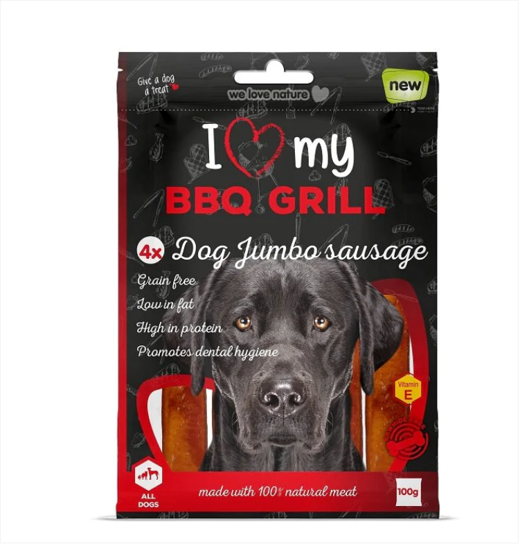 Pet Dog Treats BBQ Grill Jumbo Sausage 4 Pack