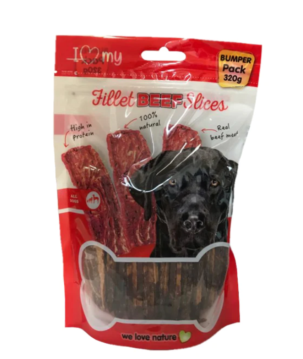 Pet Dog Treats Beef Fillet Slices 320g