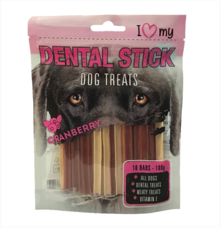 Pet Dog Treats Dental Sticks Cranberry 100g