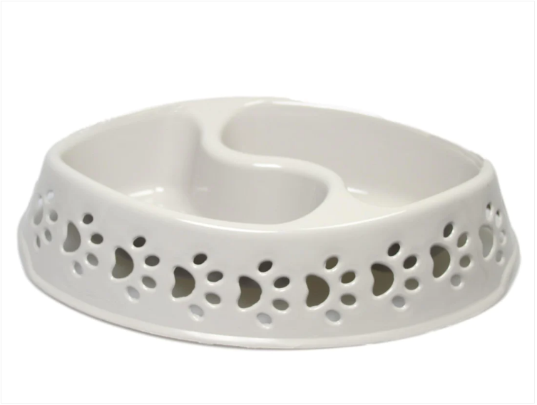 Pets Cats Dogs Twin Pet Grey Bowl Indoor Outdoor Pets Bowl 25cm
