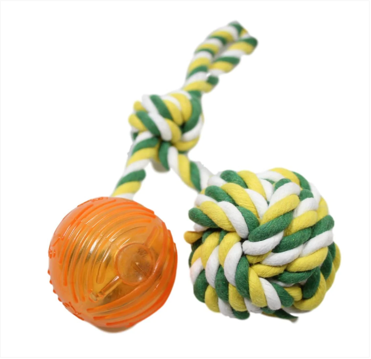 Pets Dog Teething Toy Chewing Fetch Toy With Ball On A Rope 30cm
