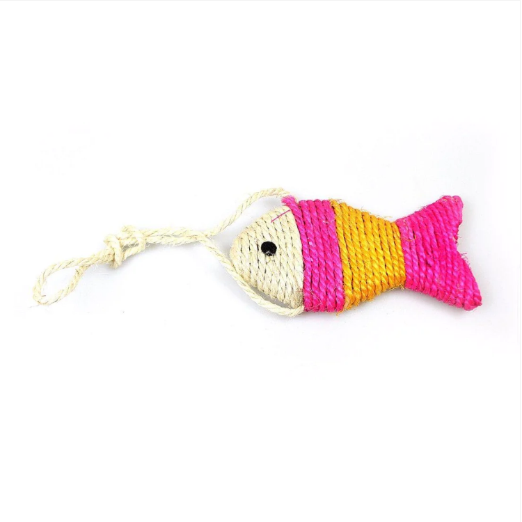 Pets Toy Roped Fish Ideal For Pets and Hanging Approx 13cm
