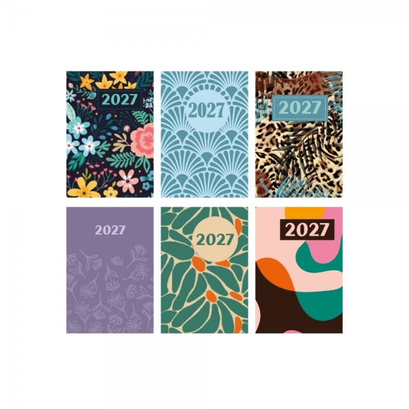 Pocket Graphic Patterned Diary, 6 Asst