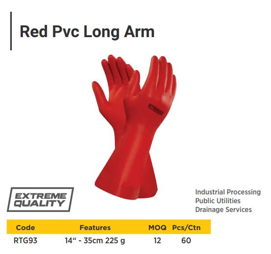 RED PVC GLOVE LONG ARM HEAVY DUTY