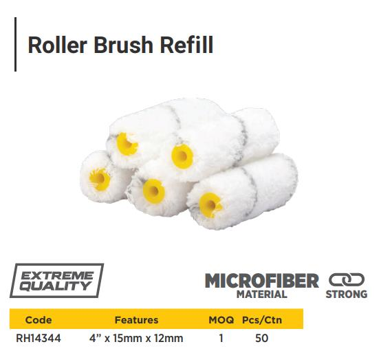 ROLLER BRUSH REFILL 4" 15MM*12MM (10PCS/BOX)