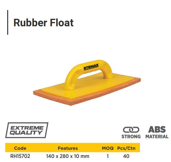 RUBBER FLOAT 140*280*10MM ORANGE RUBBER