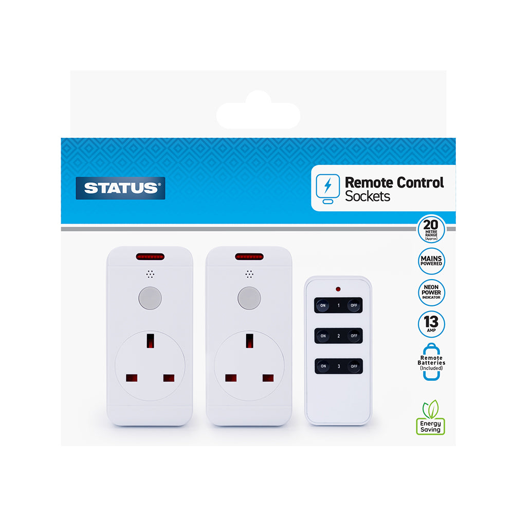 Remote Control Socket - White - 2 pk - in a Box