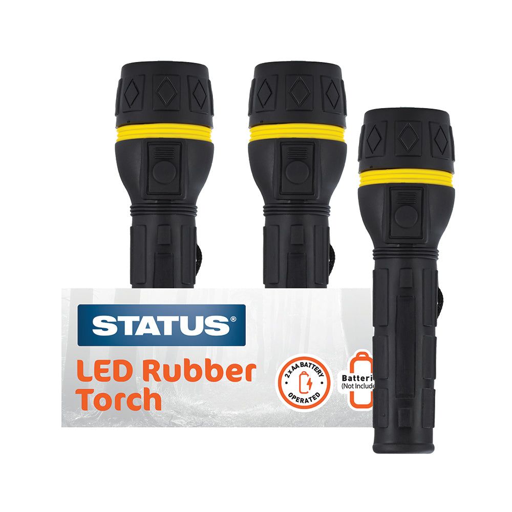 Rubber Torch - 2 x AA batteries (not included) - Black - "bulk" - in CDU