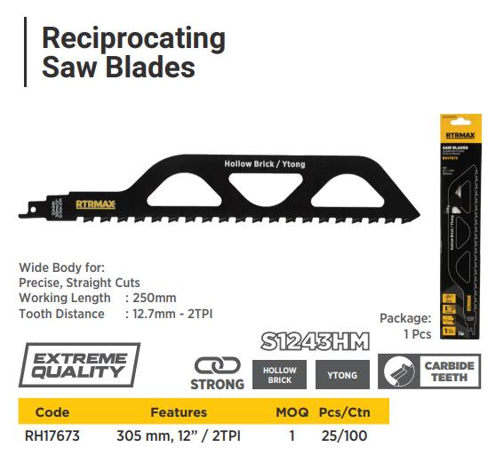 S1243HM SAW BLADE (PACK OF 1) RTRMAX