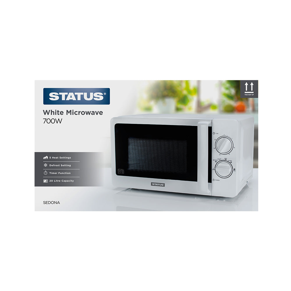 Sedona - White - 700w - 20 Litre - Microwave Oven - 5 Power Settings - 1 Pk Glossy Retail Box