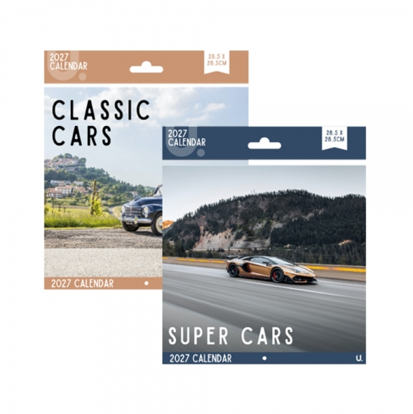 Square Calendar Cars 2 Asst, 28.5x28.5cm