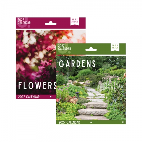 Square Calendar Flowers & Gardens, 2 Asst, 28.5 x 28.5cm