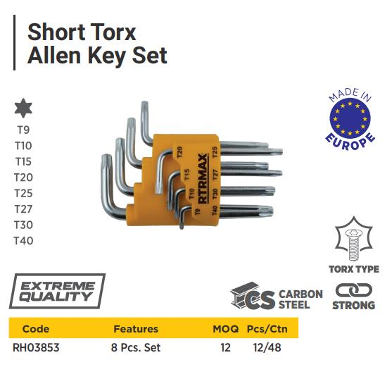 TORX ALLEN KEY SHORT 8 SET RTRMAX