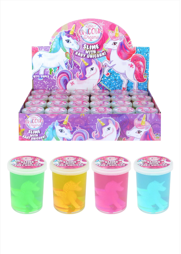 Unicorn Childrens Fun Play Putty Clear Slime With Unicorn Inside Assorted Colour x 1