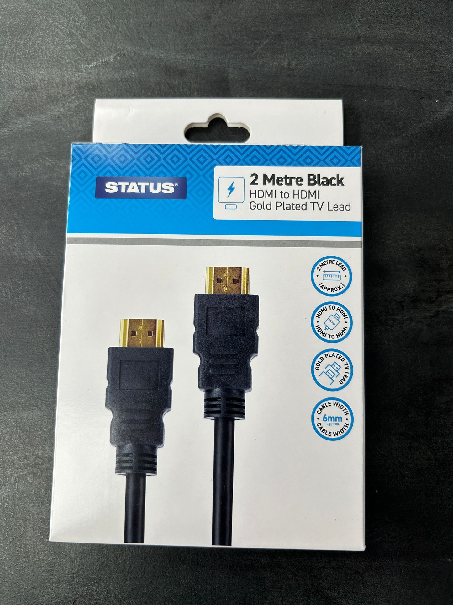 2M Black Gold Plated TV Lead