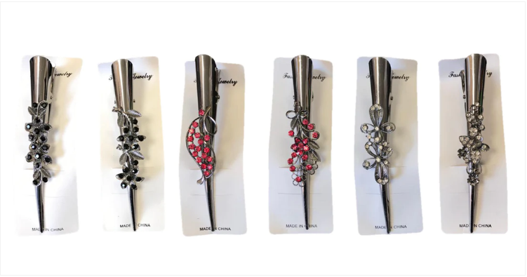 Women's Metal Alligator Hair Clip with Floral Decorations 13 cm Assorted Designs