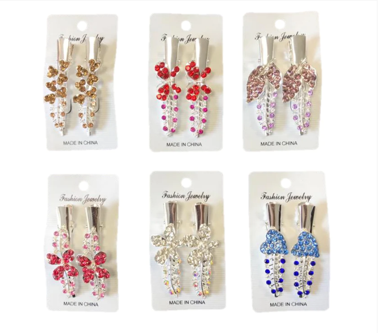 Women's Metal Hair Alligator Clip with Floral Decorations 5.5 cm Assorted Designs