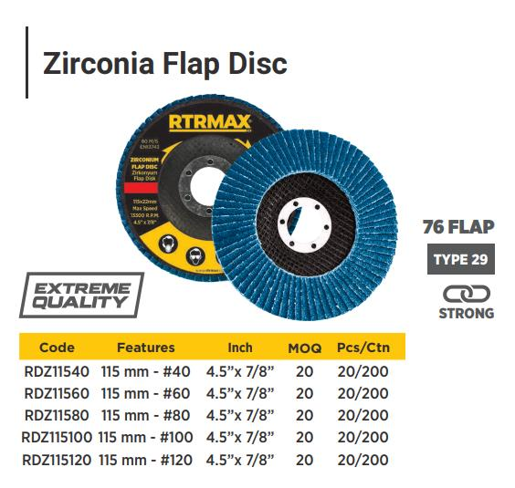 ZIRCONIA FLAP DISC 115X22.2 #60