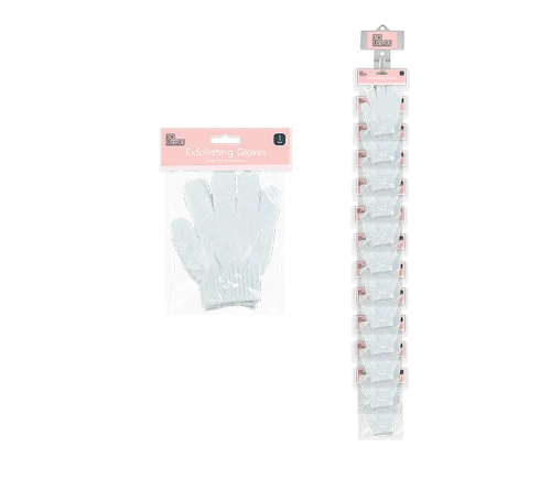 Exfoliating Bath & Shower Gloves With Clip Strip