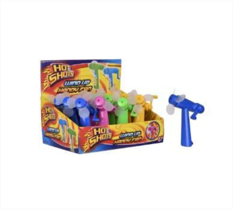 x 1 Mini Portable Wind Up Fan Kids Fun Hand Held Fan Assorted Colour 12cm