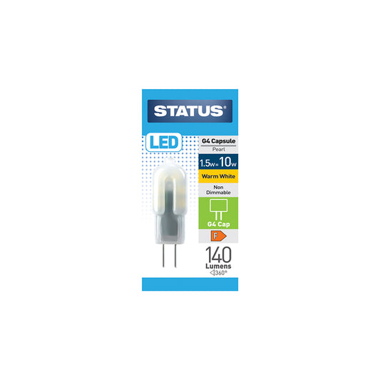 1.5w = 10w = 140 lumens - LED - G4 - 12v - Warm White - non dimmable - 1pk - in a Box - in White CDU