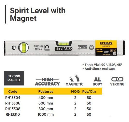 1000 MM WITH MAGNET SPIRIT LEVEL