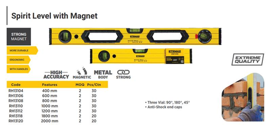 1000 MM WITH MAGNET SPIRIT LEVEL PRO