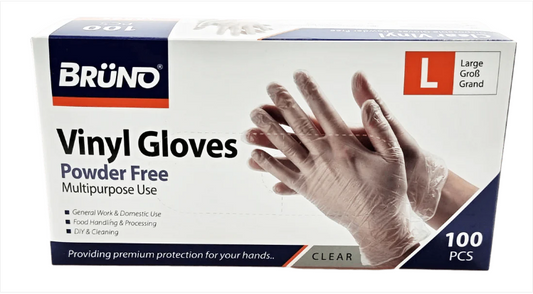 100 Large Disposable Vinyl Clear Examination Gloves Powder Free Latex Free Gloves