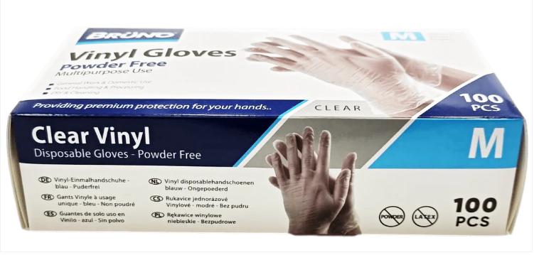 100 Medium Disposable Vinyl Clear Examination Gloves Powder Free Latex Free Gloves