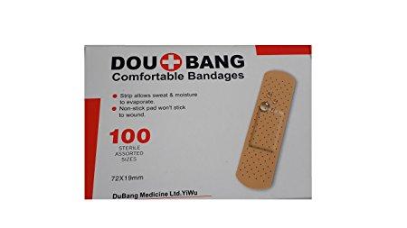 100 Pack Assorted Sizes Comfortable Bandages/Plasters First Aid