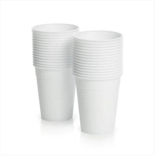 100 Pack White Disposable Plastic Cups