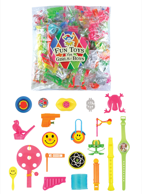 100 Piece Assorted Plastic Toys Party Loot Bags Lucky Dip