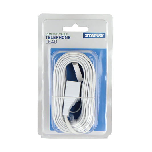 10 Mtr - Telephone Lead - White - 1 pk - in a Clam Shell - in Colour CDU