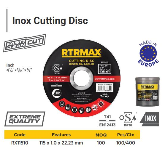 115 X 1,0 X 22 MM A 60 Q F41 INOX RTRMAX