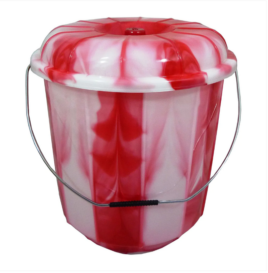 11 Litre Tie Dye Design Plastic Bucket Bin With Lid Household Use Bucket