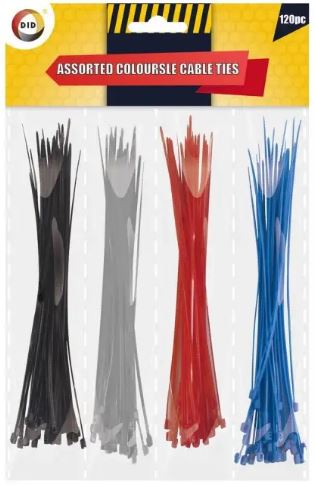 120pc Cable Ties - Assorted Colours