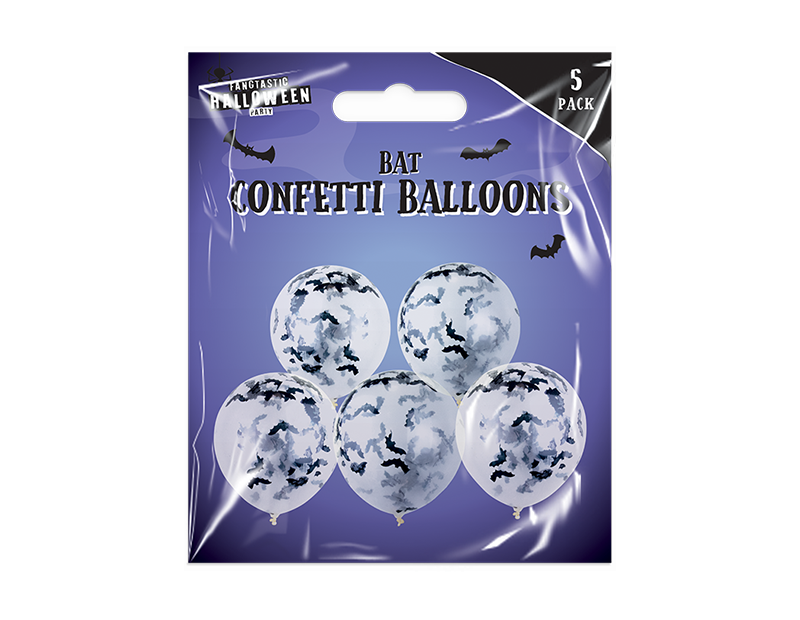 12" Bat Confetti Balloons 5pk