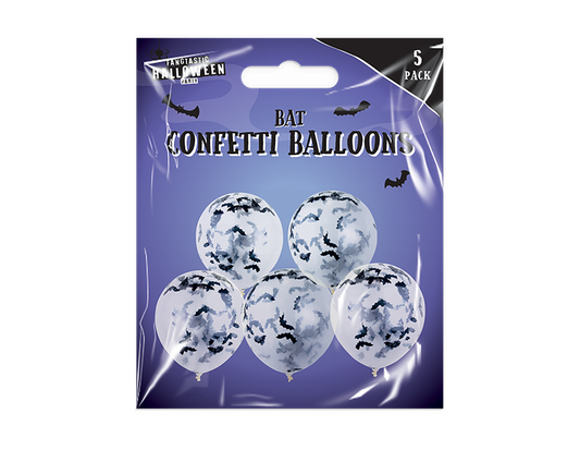 12" Bat Confetti Balloons 5pk