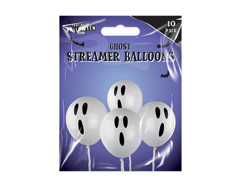 12" Ghost Streamer Balloons 10pk