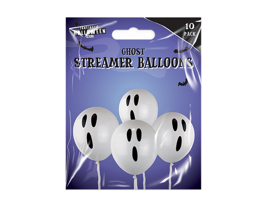 12" Ghost Streamer Balloons 10pk