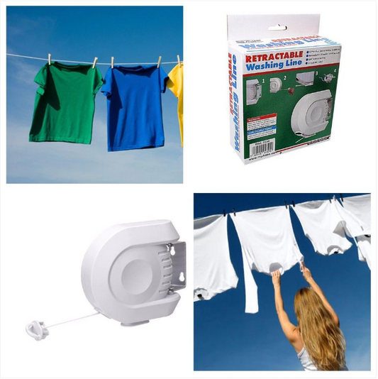 12 Metre 180 Degrees Retractable Washing Line Simple Installation DIY White