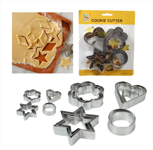 12 Pack Cookie Cutter Cake Mould Traditional Shape Cutters Mould