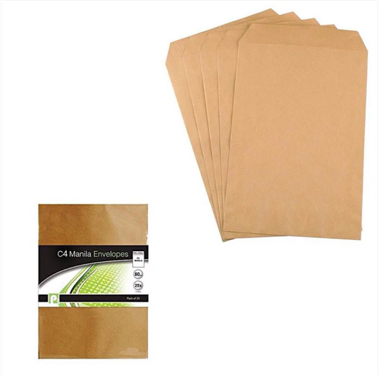 12 Pack Manila C4 Envelopes Office Supplies Home