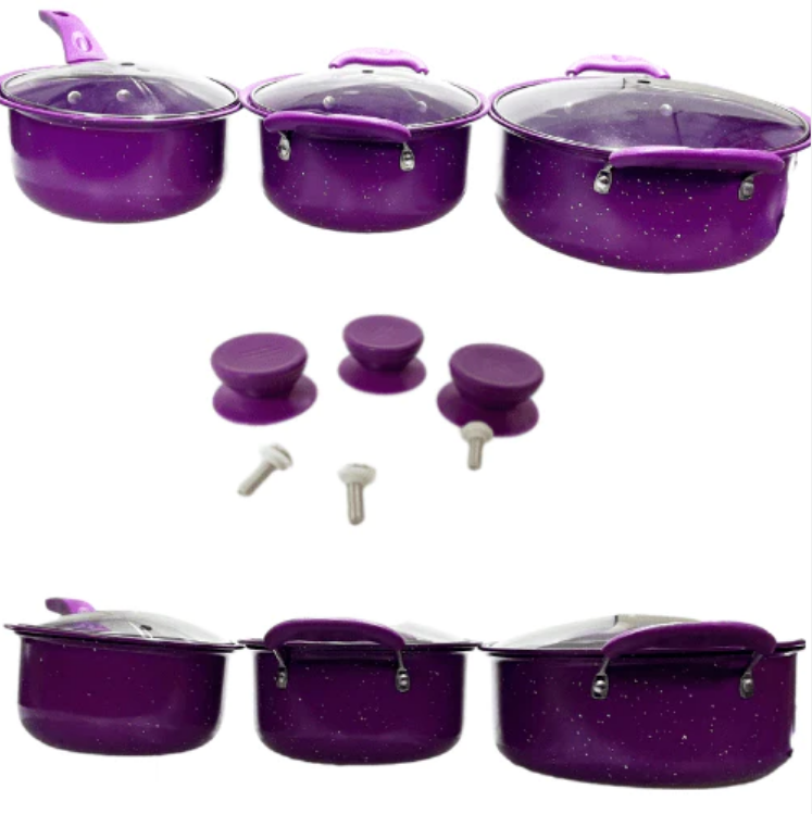 14Pc Cookware Set Anodised Aluminium Pots Pans With Utensils